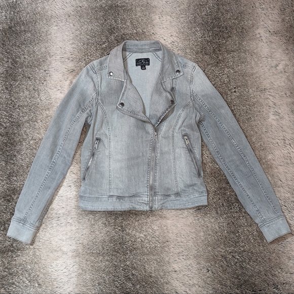 Lucky Brand Denim Moto Jacket Grey Women's Small - Picture 4 of 9
